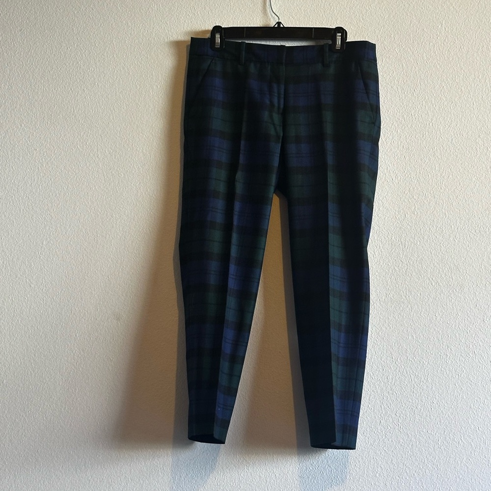 J. Crew Women's Blue and Black Plaid Cropped Pants